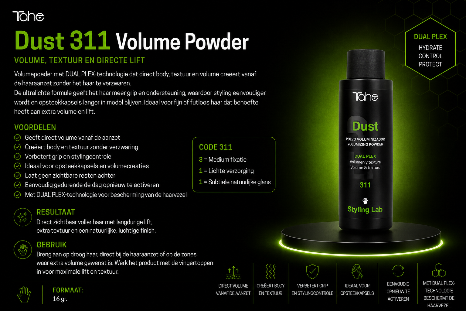 Tahe Styling Lab Dust 311 Volume Powder 16 gr - Afbeelding 2